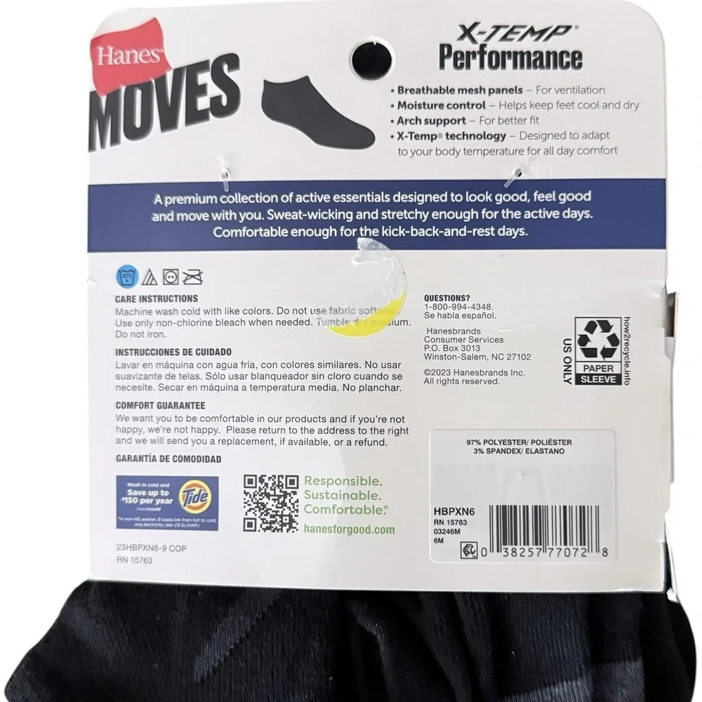 Hanes Premium Boys' 6pk No Show Socks Black , L (3-9)